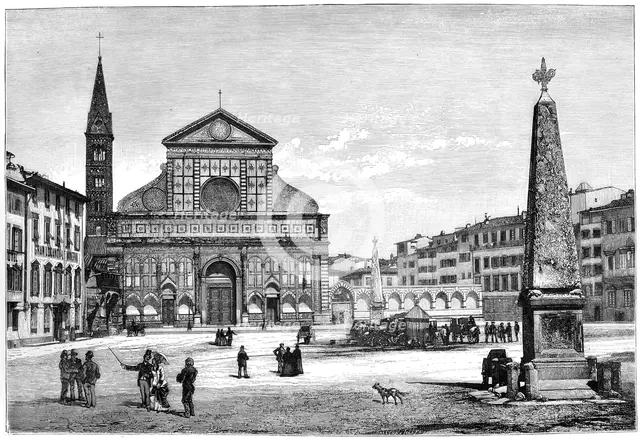 Piazza and church of Santa Maria Novella, Florence, Italy, 1882. Artist: Unknown