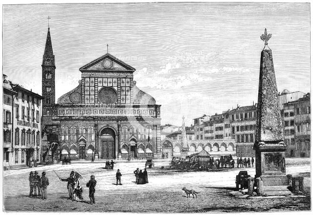 Piazza and church of Santa Maria Novella, Florence, Italy, 1882. Artist: Unknown