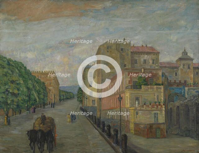 Piazza Carlo III in Naples, probably 1909. Creator: Anders C Svarstad.