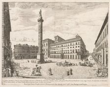 Piazza Colonna from "Prospectus Locurum Urbis Romae Insign[ium]", 1666. Creator: Lievin Cruyl (Flemish, c. 1640-c. 1720)