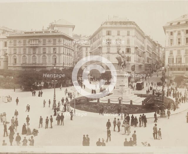 Piazza Corvetto, Genoa, mid-late 19th century.  Creator: Alfredo Noack.