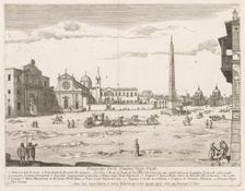 Piazza del Popolo from "Prospectus Locurum Urbis Romae Insign[ium]", 1666. Creator: Lievin Cruyl (Flemish, c. 1640-c. 1720)