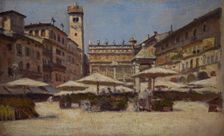 Piazza delle Erbe in Verona, c1900. Creator: Aleksander Gierymski