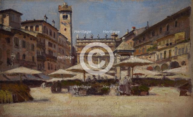Piazza delle Erbe in Verona, c1900. Creator: Aleksander Gierymski.