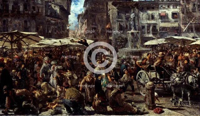 Piazza d’Erbe in Verona, 1884. Artist: Menzel, Adolph Friedrich, von (1815-1905)