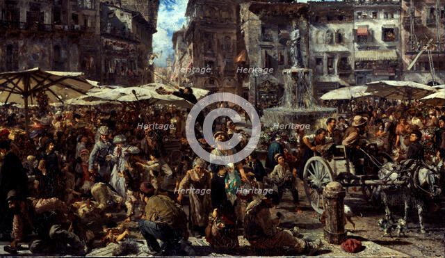 Piazza d’Erbe in Verona, 1884. Artist: Menzel, Adolph Friedrich, von (1815-1905)