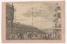 Piazza San Marco with the Procuratie Nuove on the left and the church of San Geminiano ..., 1735-46. Creator: Canaletto