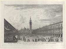 Piazza San Marco looking towards the Basilica and Campanile, 1763., 1763. Creator: Giovanni Battista Brostoloni