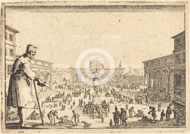Piazza SS. Annunziata, Florence, c. 1617. Creator: Jacques Callot.