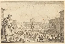 Piazza SS. Annunziata, Florence, c. 1622. Creator: Jacques Callot