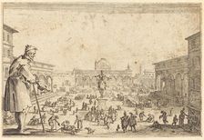 Piazza SS. Annunziata, Florence, c. 1622. Creator: Jacques Callot