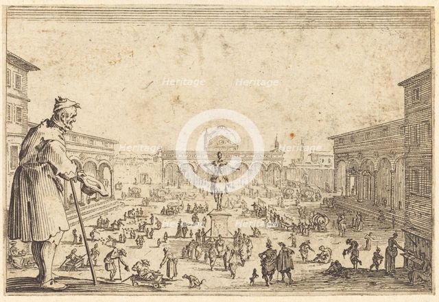 Piazza SS. Annunziata, Florence, c. 1622. Creator: Jacques Callot.