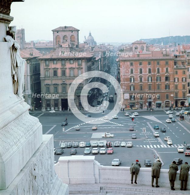 Piazza Venezia from monument of Victor Emmanuel II of Italy, 19th century Artist: Unknown