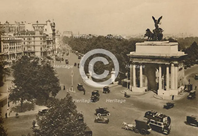 'Piccadilly and the Quadriga of Constitution Hill', c1935. Creator: Unknown.