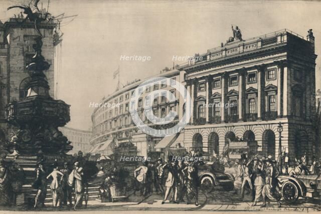 'Piccadilly Circus, looking North', 1927. Creator: Randolph Schwabe.