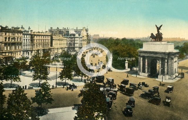 Piccadilly from Hyde Park Corner, London, c1915. Creator: Unknown.