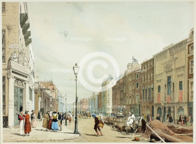 Piccadilly, Looking Towards the City, plate seventeen from Original Views of London as It Is, 1842. Creator: Thomas Shotter Boys.