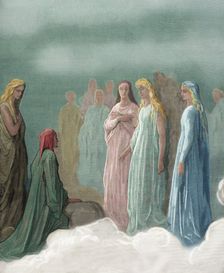 Piccarda Donati and souls whose vows had been broken - the "Divine Comedy", (1868). Creator: Gustave Doré