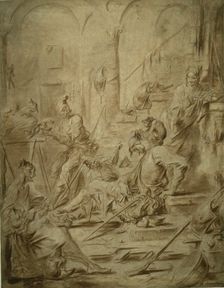 Picaresque Group with a Monkey and a Magpie, 1720/25. Creator: Alessandro Magnasco