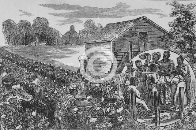 Picking and weighing cotton, 1872. Creator: Unknown.
