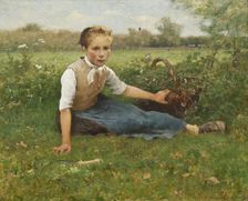 Picking Flowers, 1882. Creator: Hugo Salmson