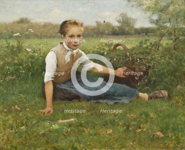 Picking Flowers, 1882. Creator: Hugo Salmson.