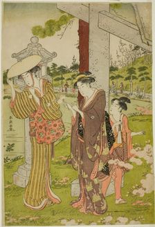 Picking Flowers at Kumano Junisha Shrine in Tsunohazu, late 1780s. Creator: Katsukawa Shuncho