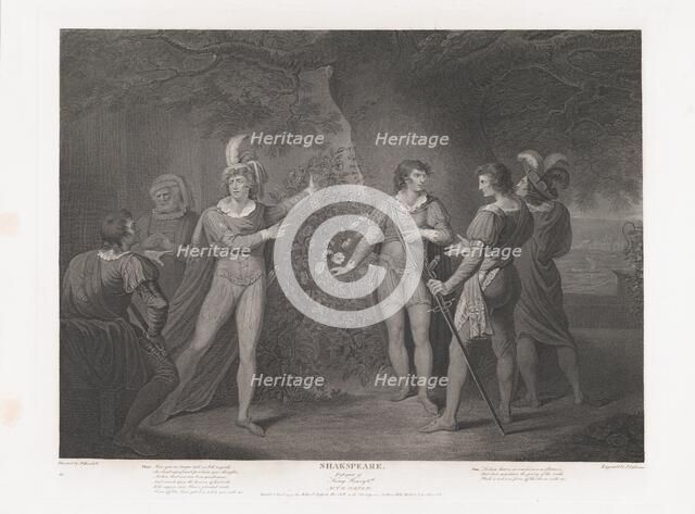 Picking of the Red and White Roses (Shakespeare, King Henry VI, first published 1795; reissued 1852. Creator: John Ogborne.