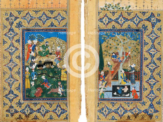 Picnic. Miniature from Yusuf and Zalikha (Legend of Joseph and Potiphar's Wife) by Jami. Artist: Iranian master  