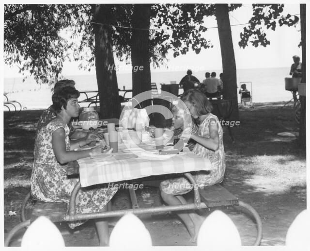 Picnic on the beach, Fort Sheridan, Illinois, USA, 1966. Artist: Skau