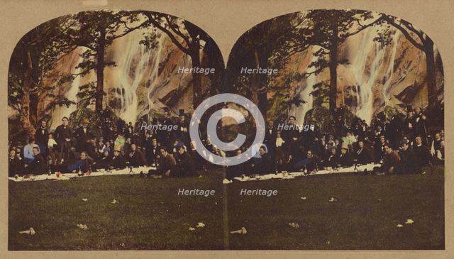Picnic at Powerscourt Waterfall, County Wicklow, Ireland, about 1860. Creator: London Stereoscopic & Photographic Co.
