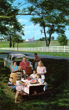 Picnic along one of Kentucky's scenic highways, USA, 1956