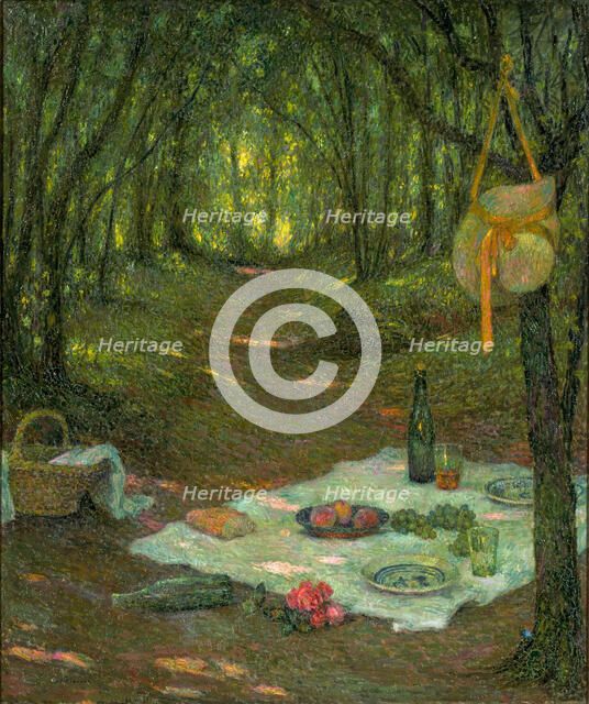 Picnic in the Forest, Gerberoy (Le Gouter sous Bois, Gerberoy), 1925. Creator: Le Sidaner, Henri (1862-1939).
