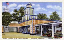 Picnic pavilion near Famous Theater, Elitch Gardens, Denver, Colorado, USA, 1945
