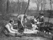 Picnic with Martha Hedman and friends, between 1912 and 1919. Creator: Arnold Genthe