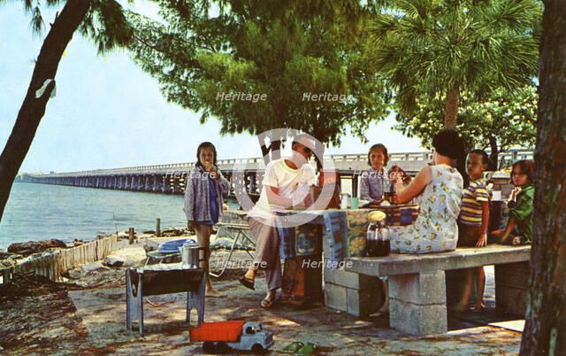 Picnicking alongside Courtney Campbell Parkway, Tampa, Florida, USA, 1959. Artist: Unknown