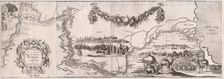 Pictorial map of the Volga River (Illustration from Travels to the Great Duke of Muscovy..., 1634. Creator: Rothgiesser, Christian Lorenzen (?-1659)