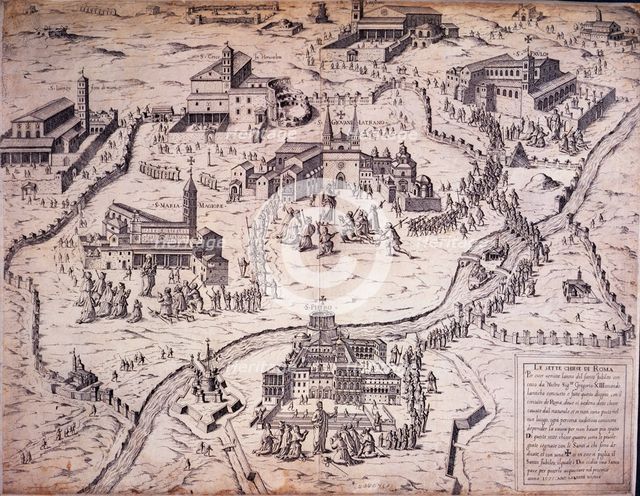 Pictorial map of Rome, 1575, (1890s). Creator: Unknown.