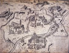 Pictorial map of Rome, 1575, (1890s). Creator: Unknown