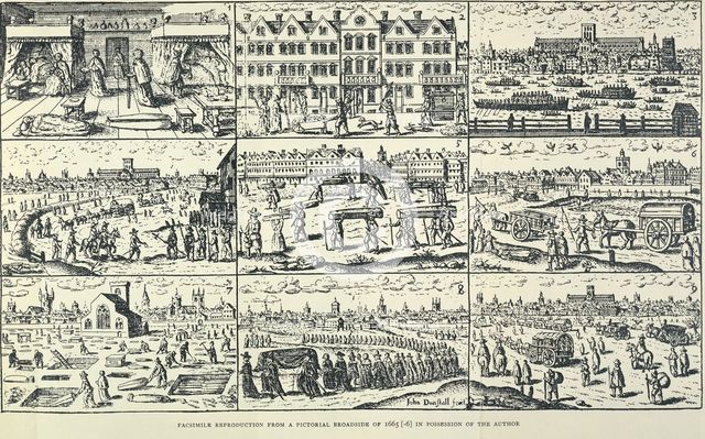Pictorial depiction of the Great Plague, (1665?).  Creator: Unknown.