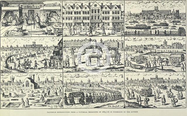 Pictorial depiction of the Great Plague, (1665?). Artist: Unknown