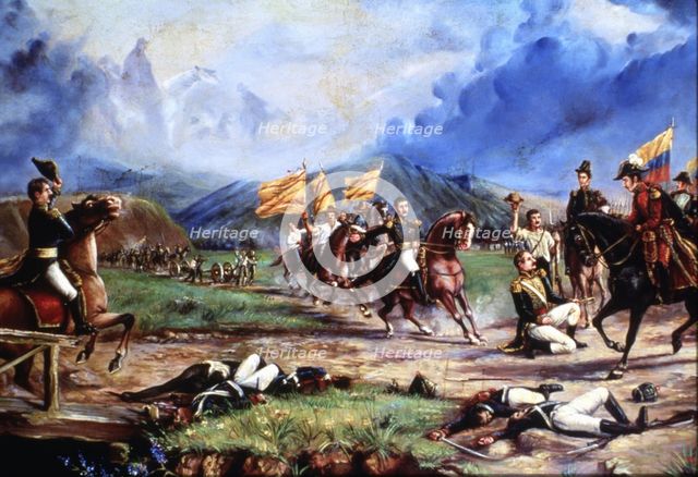 Pictorial representation of the Battle of Boyacá, August 7, 1819.