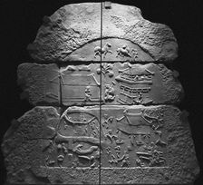 Pictorial stone with manor production scene, 25-220. Creator: Central Asian Art