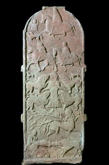 Pictish cross-slab showing Pictish horsemen and centaurs, 7th century