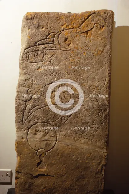 Pictish Symbol Stone with Incised designs, Kirkwall, Orkney, c6th century. (20th century) Artist: Unknown.