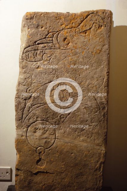 Pictish Symbol Stone with Incised designs, Kirkwall, Orkney, c6th century. (20th century) Artist: Unknown.