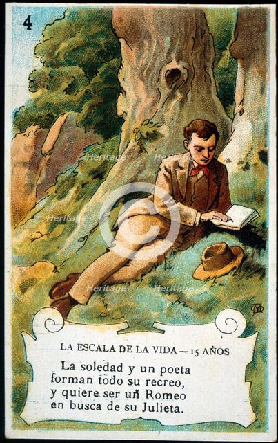 Picture card 'The scale of life'. Number 4, 1902, for the company 'Chocolates Amatller'. Creator: Mestres, Apeles. (1854-1936).