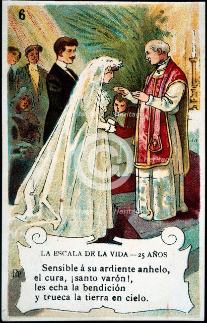 Picture card 'The scale of life'. Number 6, 1902, for the company 'Chocolates Amatller'. Creator: Mestres, Apeles. (1854-1936).