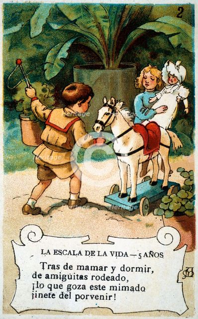 Picture card 'The scale of life'. Number 2, 1902, for the company 'Chocolates Amatller'. Creator: Mestres, Apeles. (1854-1936).