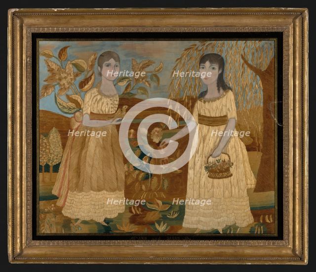 Picture Depicting Ann and Sarah (Needlework), New York, early 19th century. Creator: Unknown.